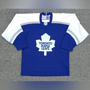 Vtg Y2K NHL Toronto Maple Leafs CCM Kids Youth Mesh V-Neck Jersey Size XL